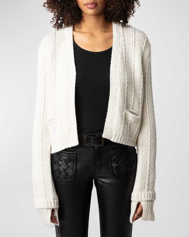 Travy Merino Wool Open-Front Cardigan