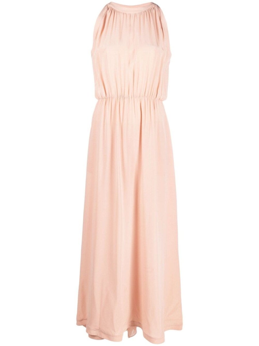 cape-detail silk gown