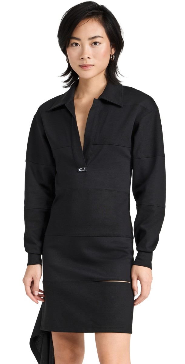 Commission Snipped Polo Dress Black