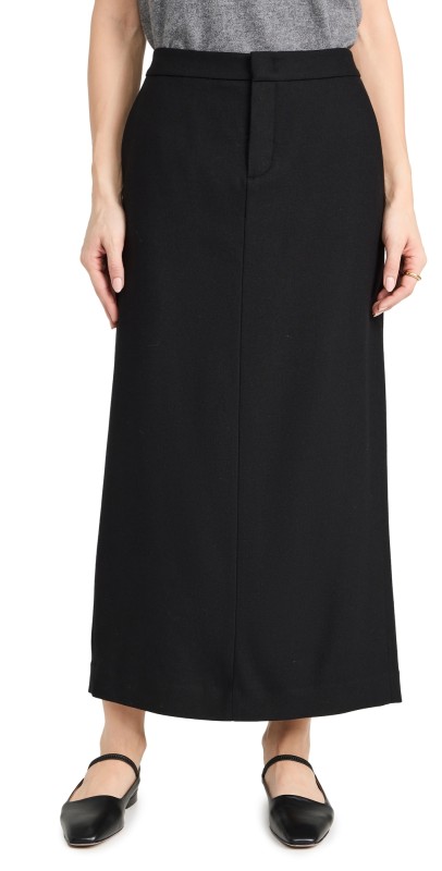 Vince Brushed Flannel Maxi Skirt Black