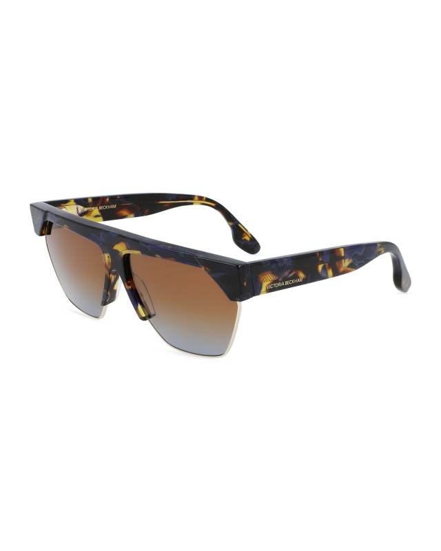Semi-Rimless Rectangle Acetate Sunglasses