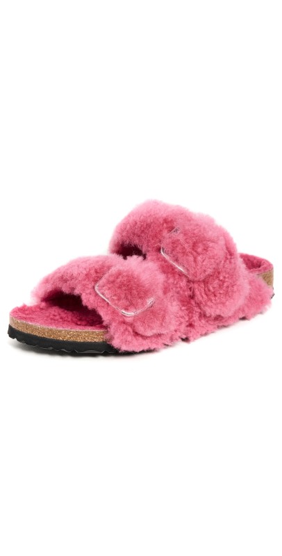 Birkenstock Arizona Big Buckle Teddy Sandals Fuchsia Tulip