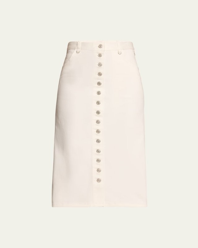 Denim Buttoned Midi Skirt