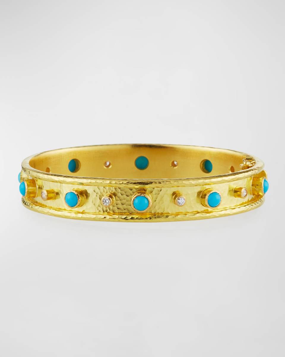 19k Sleeping Beauty Turquoise & Diamond Bangle