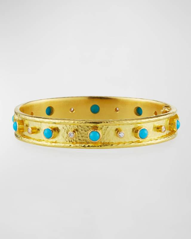 19k Sleeping Beauty Turquoise & Diamond Bangle