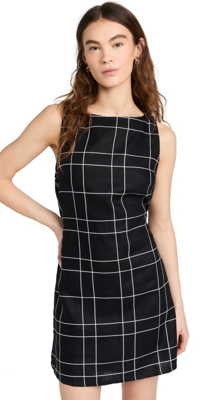 FAITHFULL THE BRAND Lui Mini Dress Letizia Check/Black