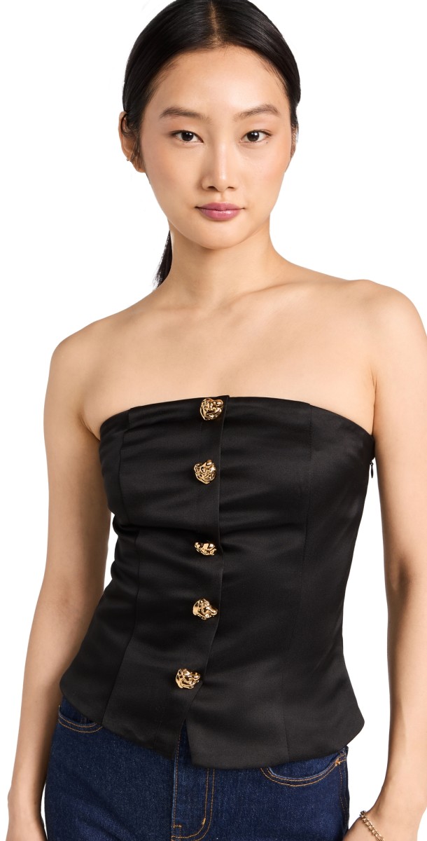 endless rose Strapless Button Accent Corset Black