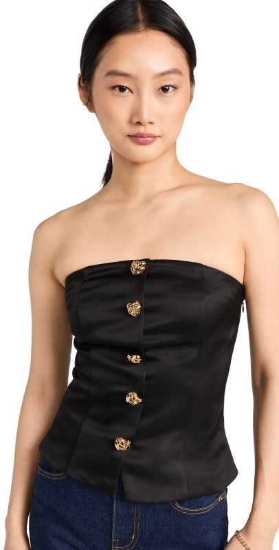 endless rose Strapless Button Accent Corset Black