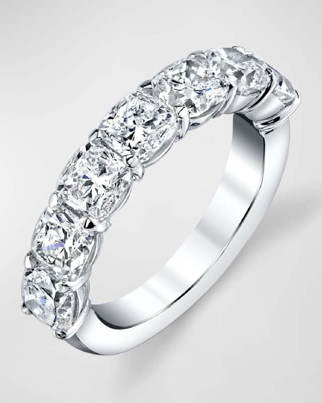 Platinum 7 Stone Band with Emerald Cut Diamonds, 2.80ct