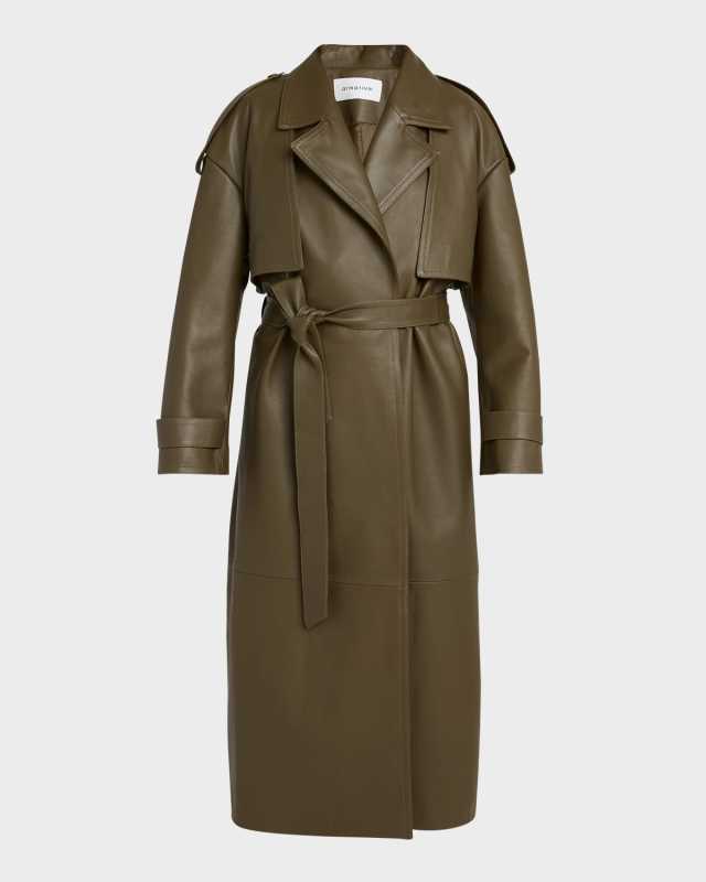 Ginevra Belted Nappa Leather Trench Coat
