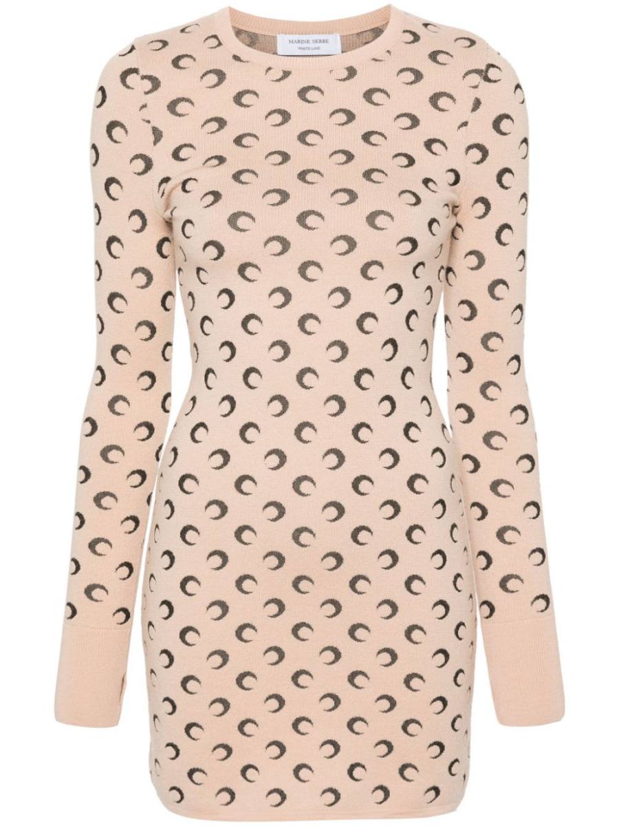 Crescent-Moon-jacquard mini dress