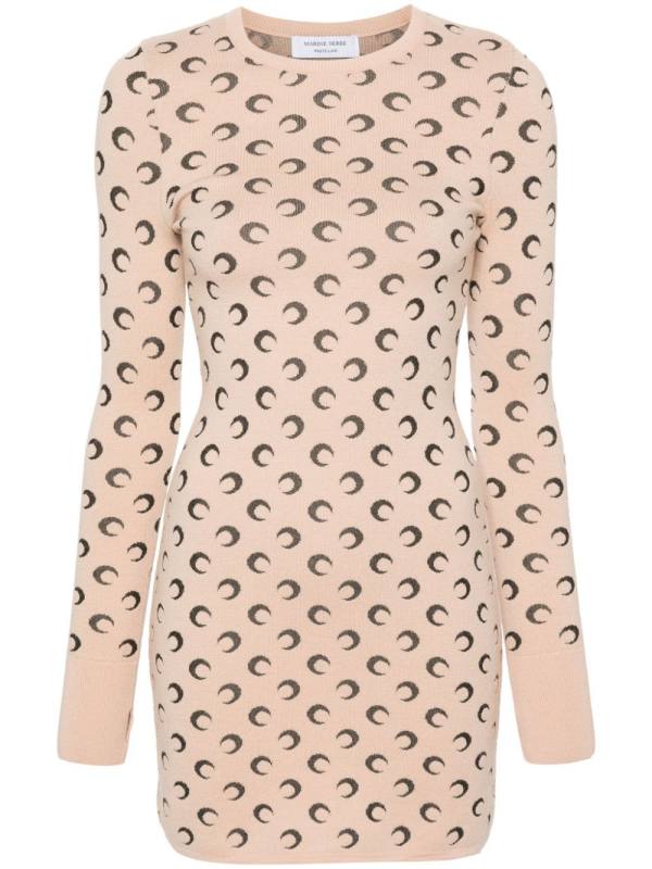Crescent-Moon-jacquard mini dress