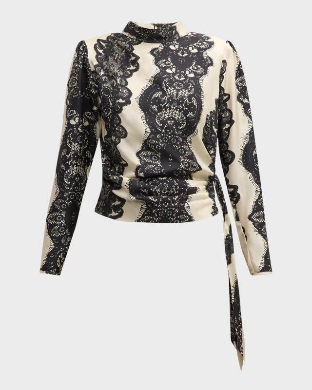 Venetian Lace Side-Tie Blous