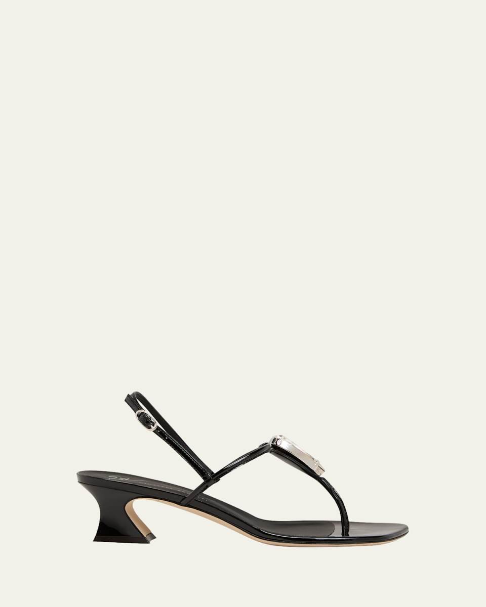 Metallic Jewel Thong Slingback Sandals