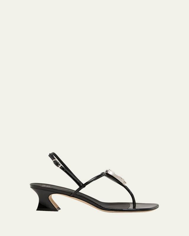 Metallic Jewel Thong Slingback Sandals
