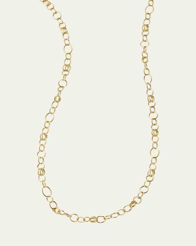 Long Smooth Chain Necklace in 18K Gold