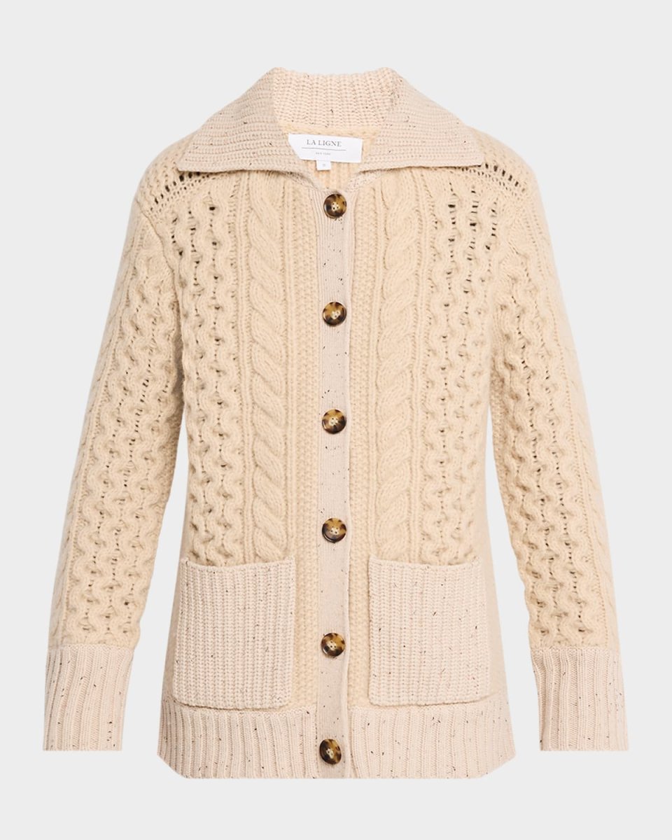 Patchwork Cable-Knit Cardigan