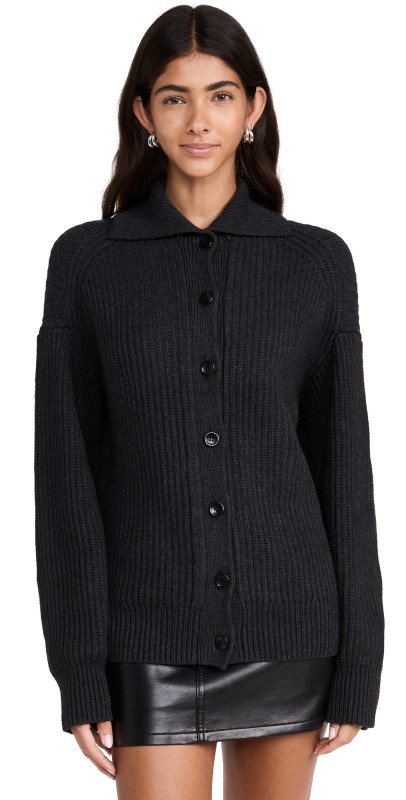 Proenza Schouler White Label Cotton Cashmere Sweater Charcoal