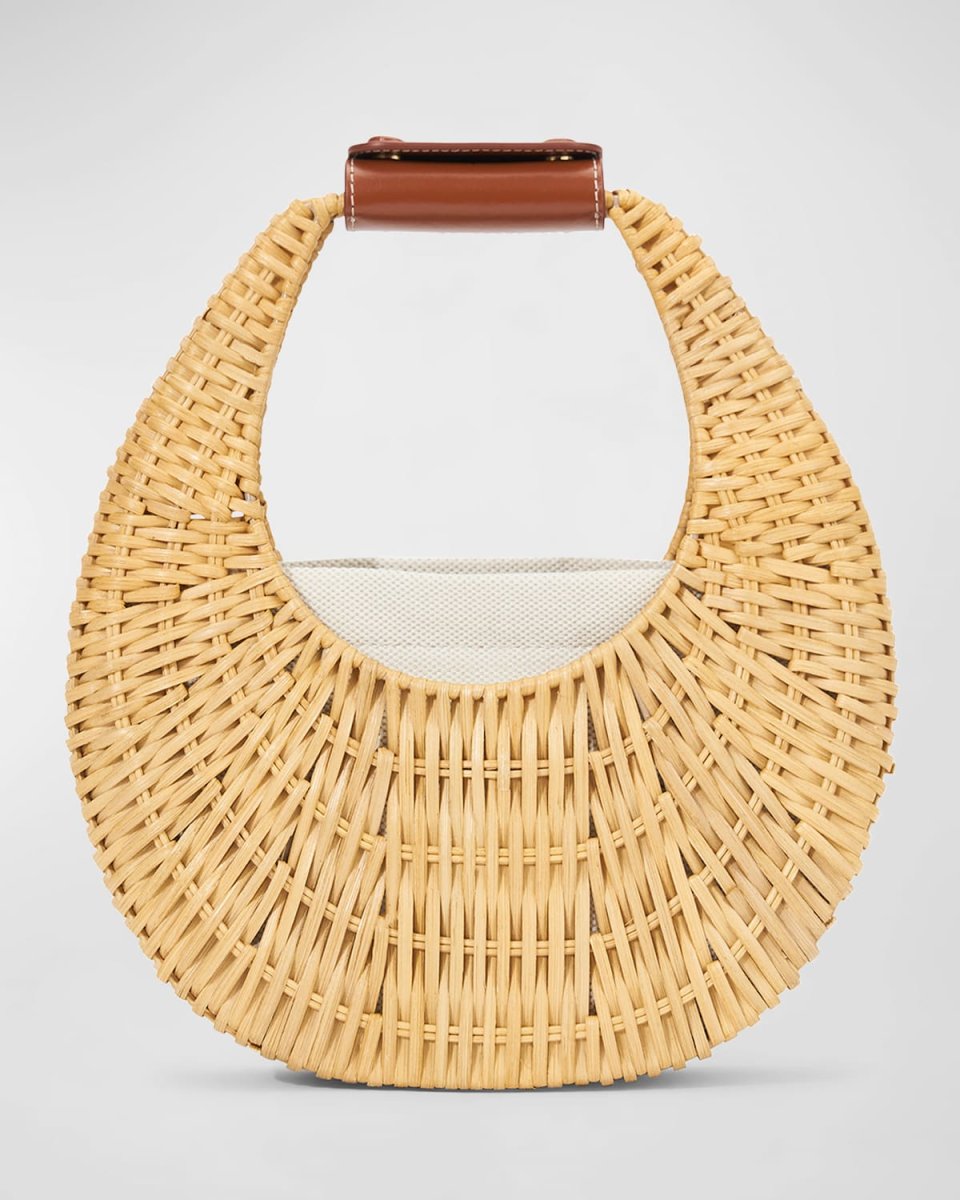 Moon Mini Wicker Top-Handle Bag
