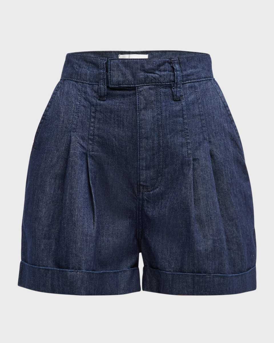 Pleated Wide-Cuff Shorts