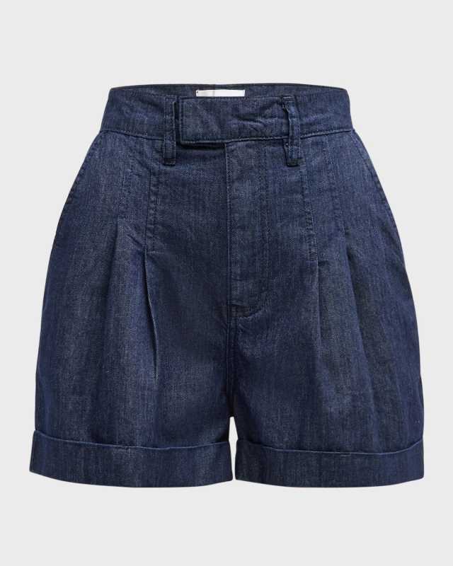 Pleated Wide-Cuff Shorts
