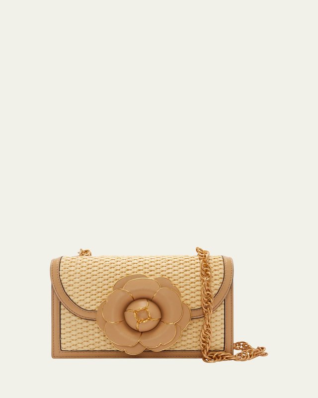 Classic Tro Flower Raffia Crossbody Bag