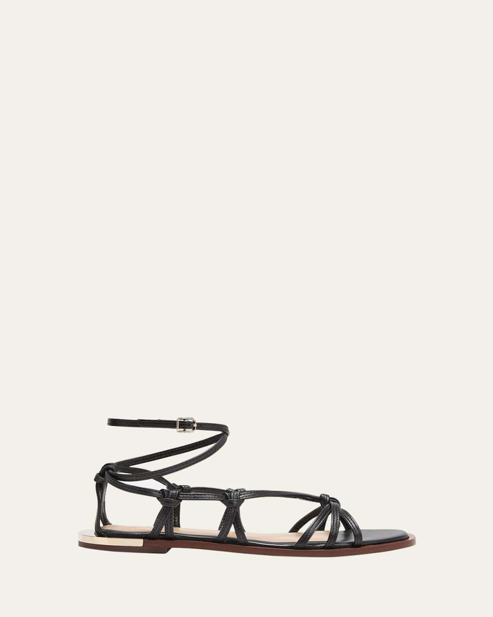 Uma Strappy Leather Flat Sandals