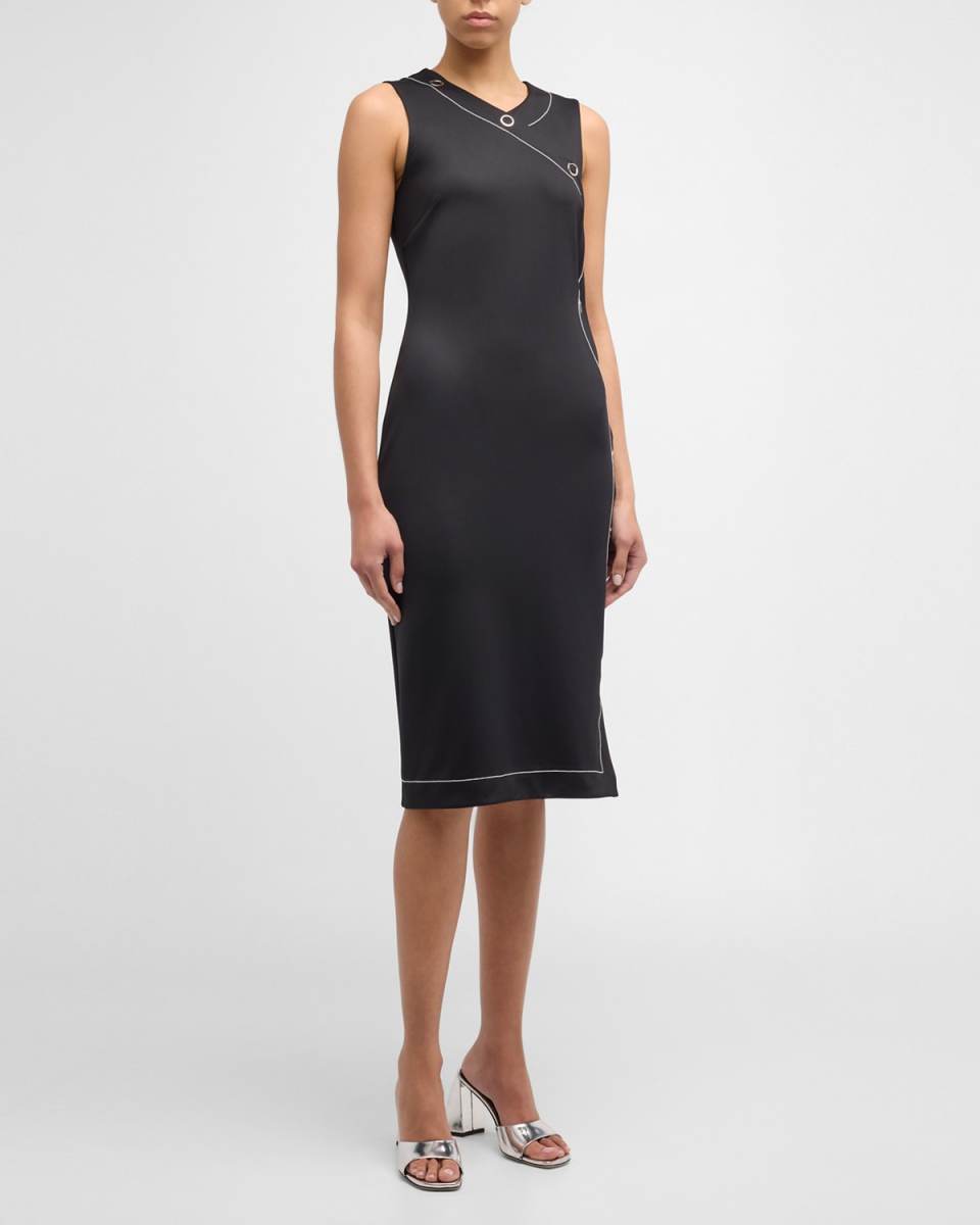 Asymmetric Snap Sleeveless Dress