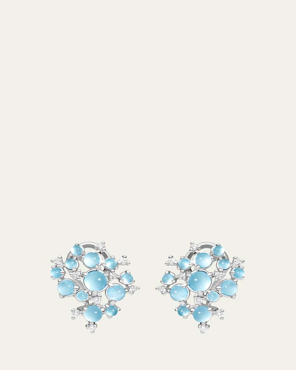 Bubble Aquamarine & Diamond Clip-On Earrings