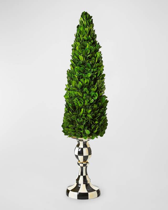 Courtly Check Large Pedestal Boxwood Topiary