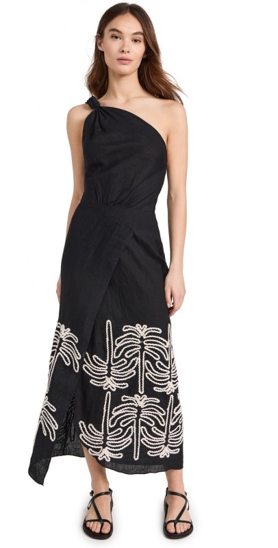Johanna Ortiz Waterfall Meditation Ankle Dress Black