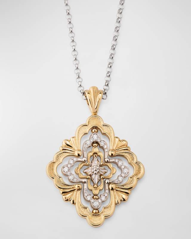 Iconica Diamond Pave 18K White Gold and Yellow Gold Pendant Necklace