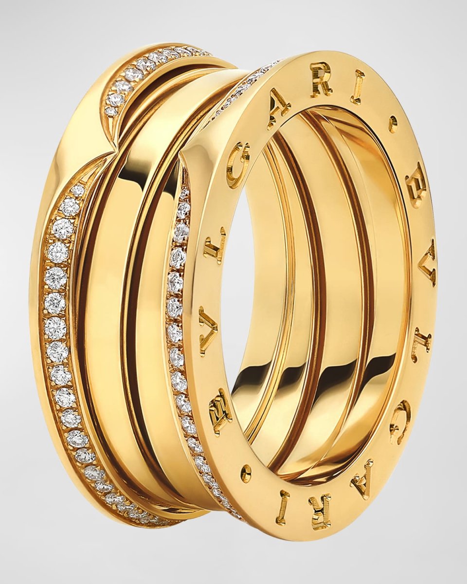 18K Yellow Gold B. Zero1 3 Band Pave Edge Ring