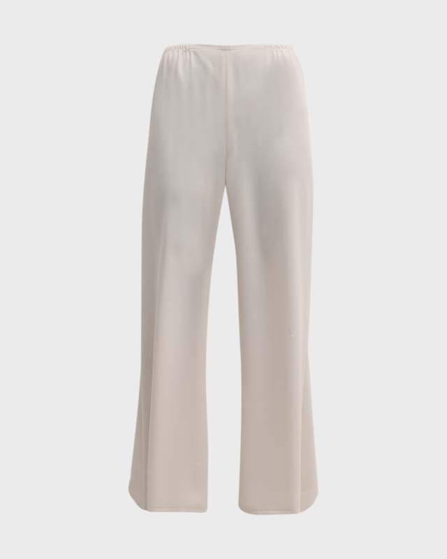 Crepe Suzette Wide-Leg Pull-On Pants