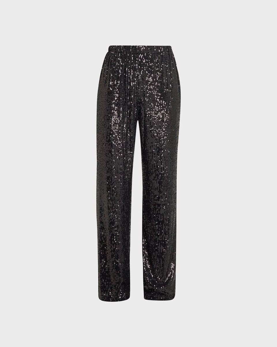 Straight-Leg Sequin Pants