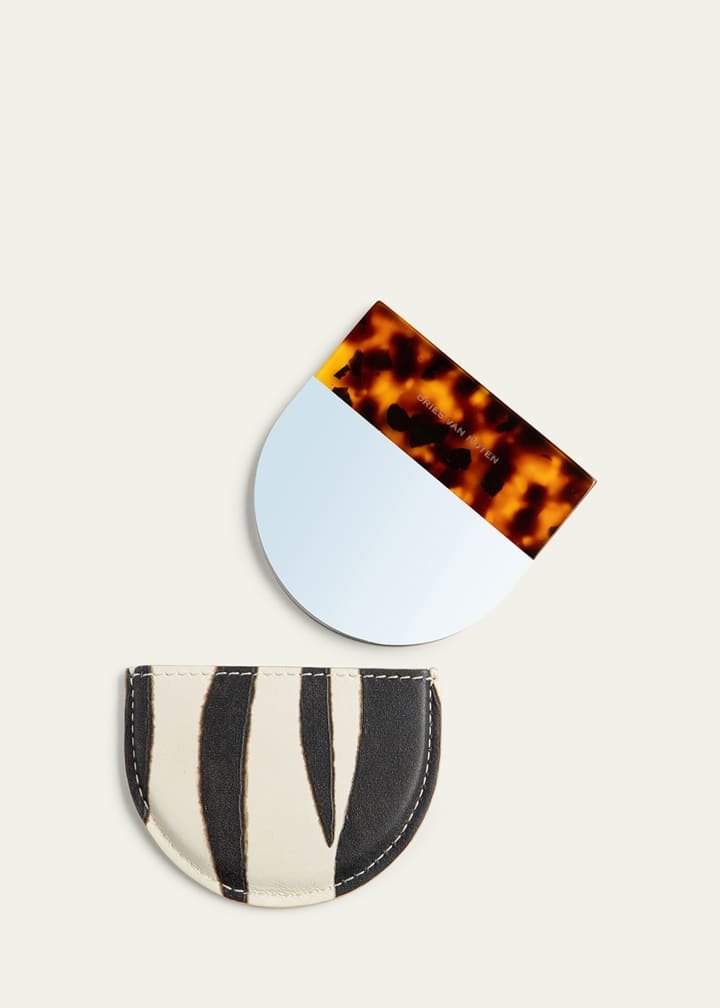 Dries Van Noten Zebra Print and Tortoiseshell Handheld Mirror