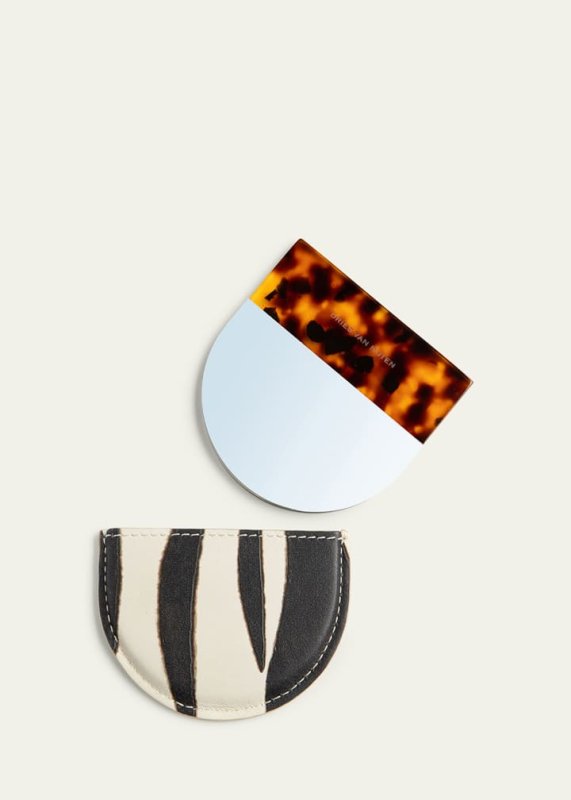 Dries Van Noten Zebra Print and Tortoiseshell Handheld Mirror