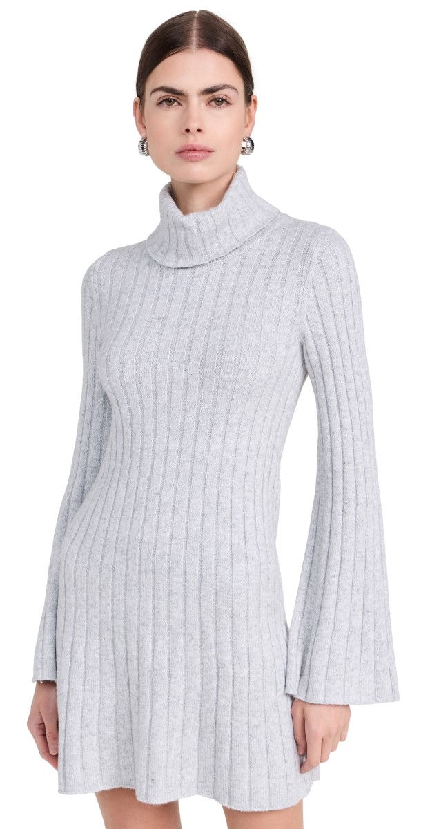 Splendid Meredith Turtleneck Sweater Dress Ice Heather Grey