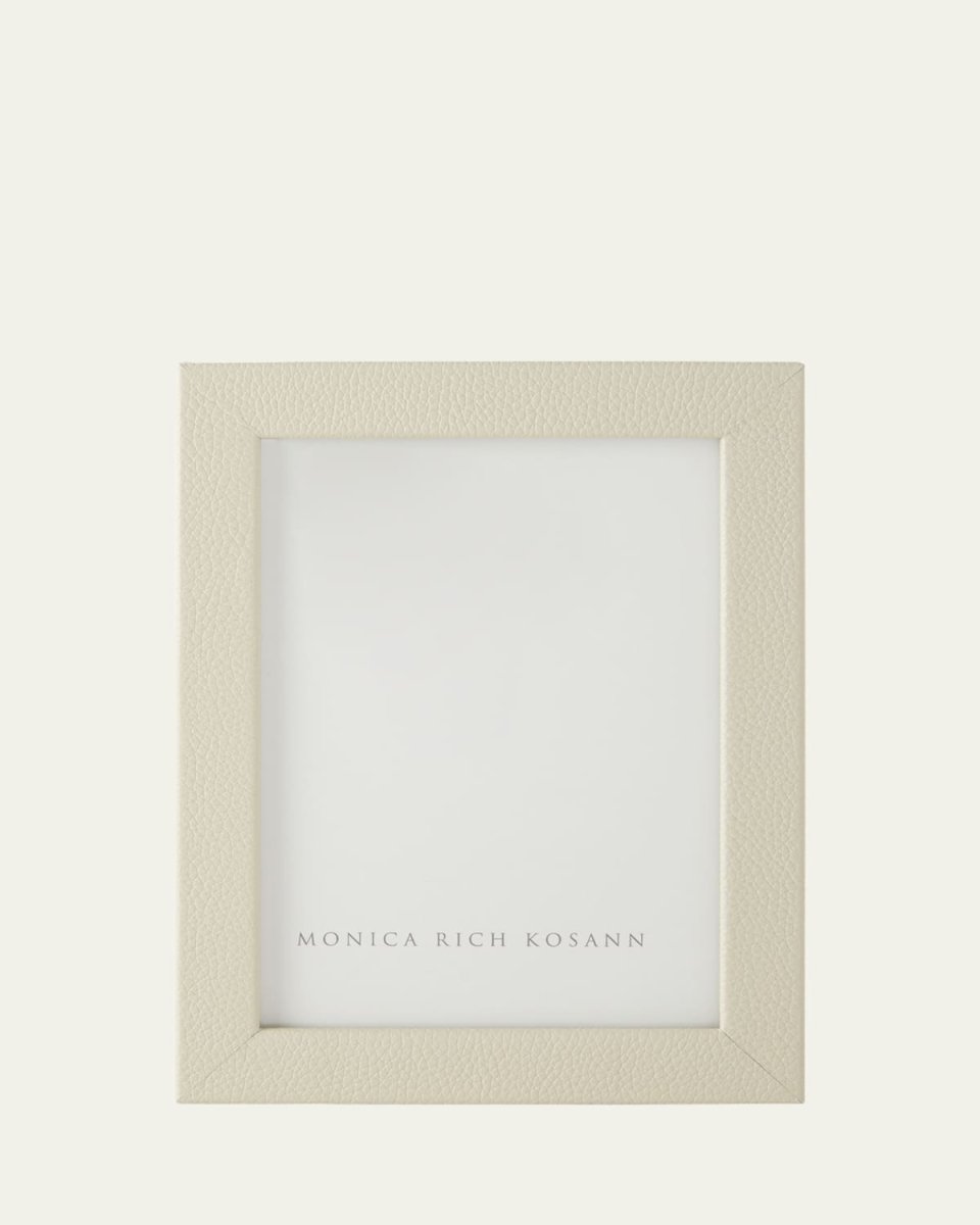 Cream Pebbled Leather Frame, 5" x 7"