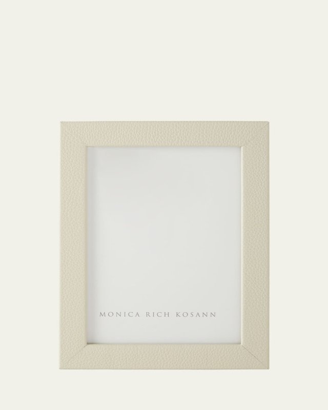 Cream Pebbled Leather Frame, 5" x 7"