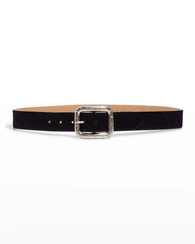 Antique Calf Hair Skinny Belt