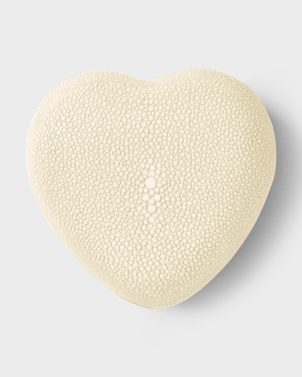 Dove Heart-Shaped Faux Shagreen Decorative Box