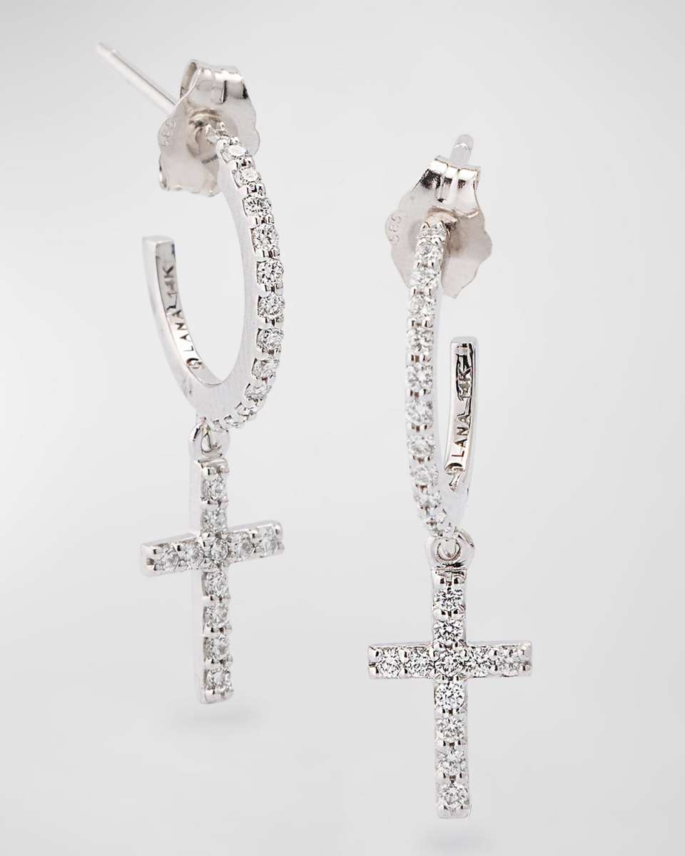Flawless Dangle Cross Huggie Earrings, 13mm
