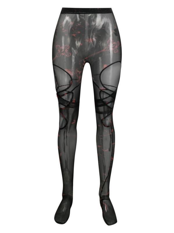 logo-lettering semi-sheer leggings