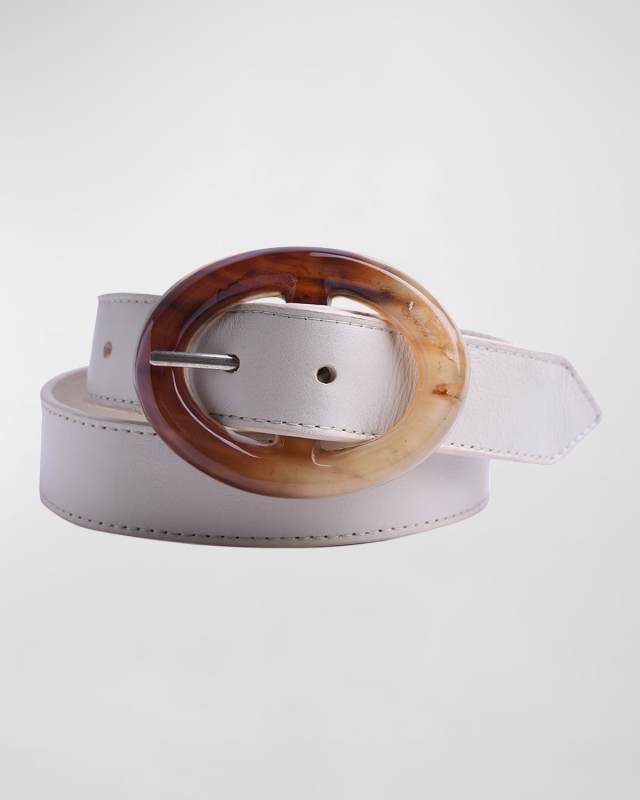 Azza Oval Buckle Leather Belt