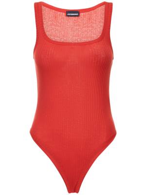 Jacquemus Le Body Caraco cotton knit bodysuit