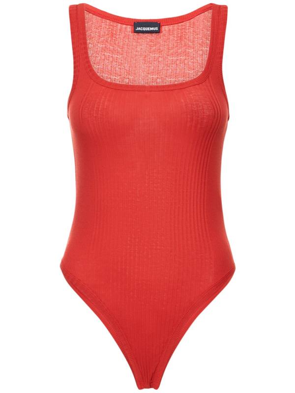 Jacquemus Le Body Caraco cotton knit bodysuit