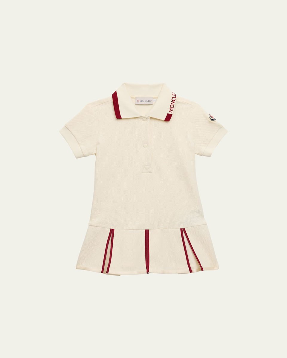 Girl's Pleated Short-Sleeve Logo Polo Dress, Size 4-