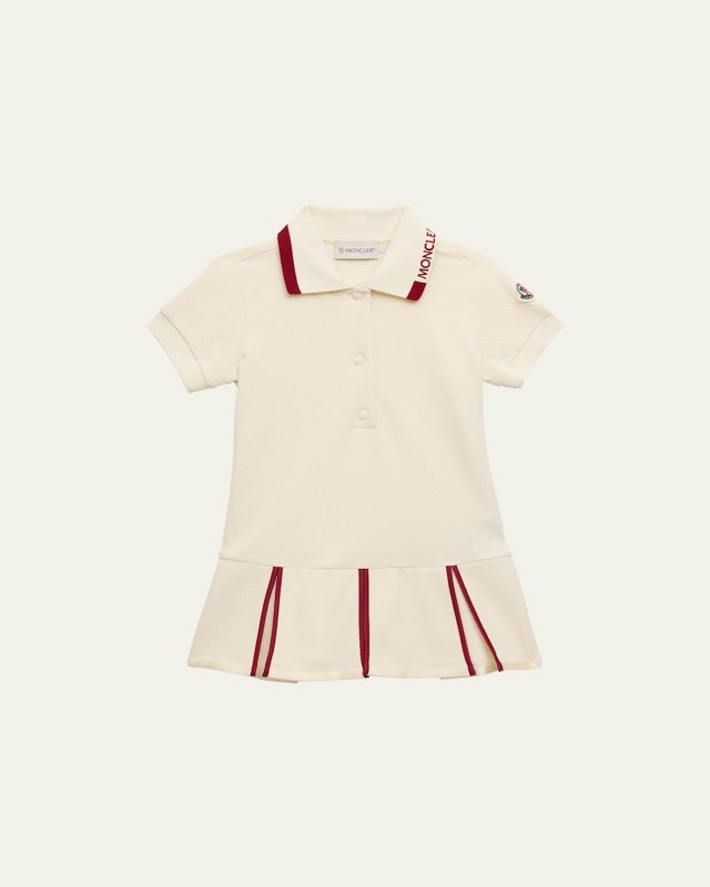 Girl's Pleated Short-Sleeve Logo Polo Dress, Size 4-