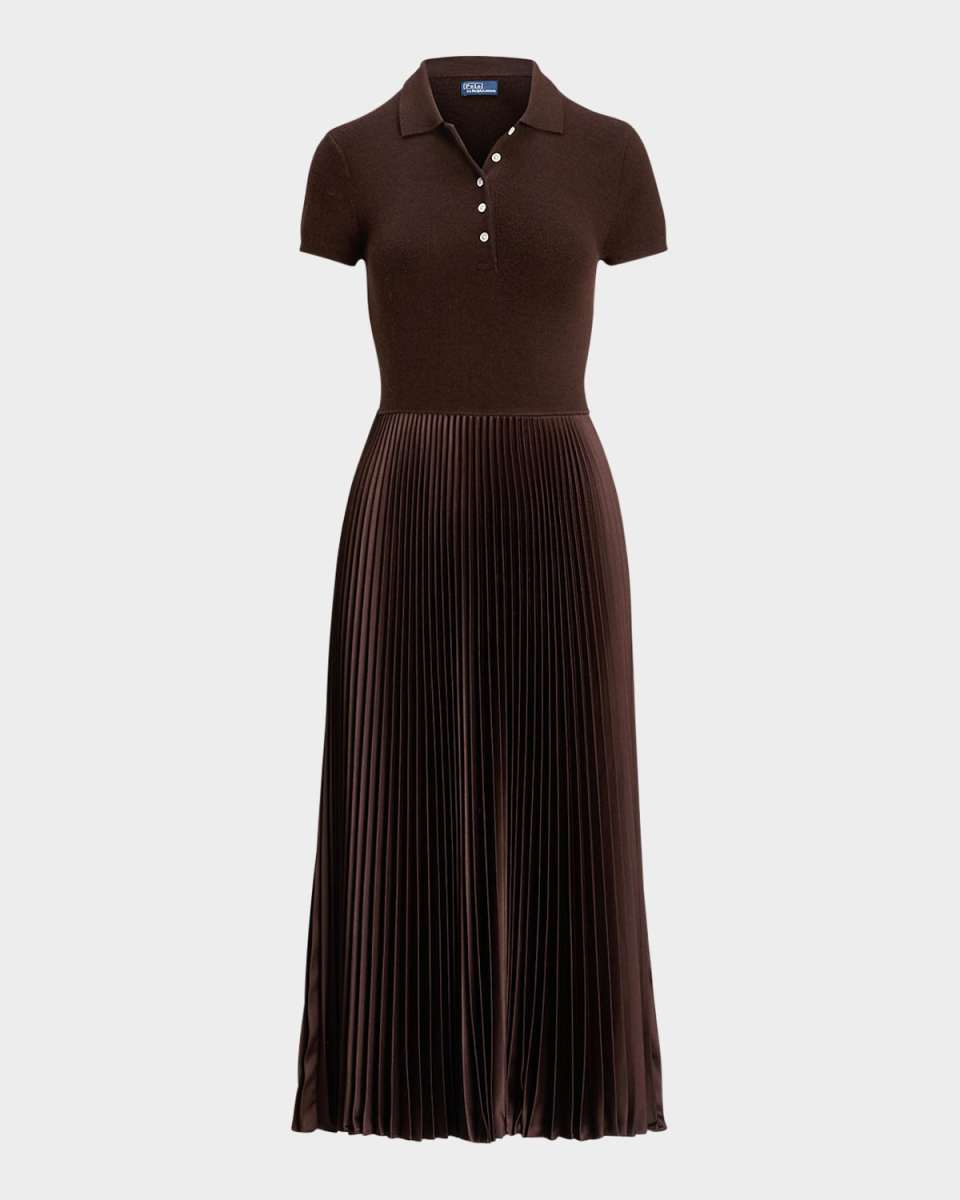 Polo Sweater-Bodice Midi Dress
